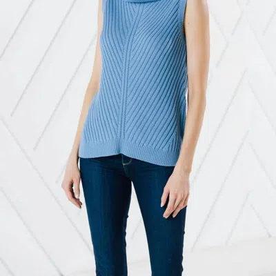 Sail To Sable Sleeveless Turtleneck Sweater In Blue