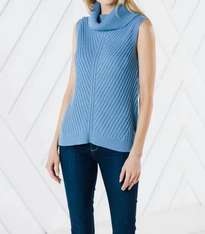 Sail To Sable Sleeveless Turtleneck Sweater In Cadet Blue