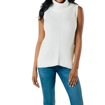 Sail To Sable Sleeveless Turtleneck Sweater In White