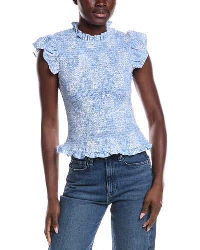 Sail To Sable Smocked Flutter Linen-blend Top In Multi