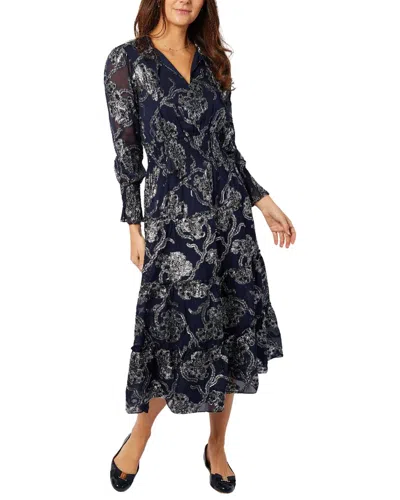 Sail To Sable Smocked Waist Midi Dress In Blue