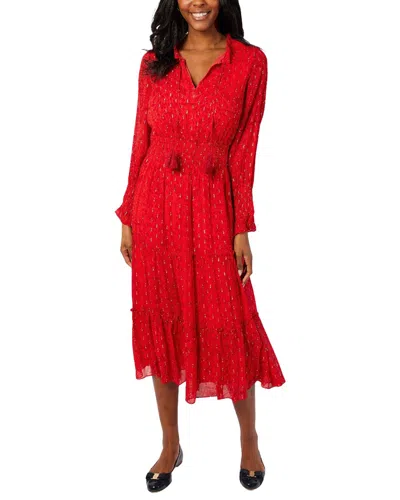 Sail To Sable Smocked Waist Midi Dress In Red