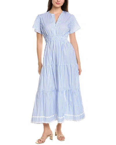 Sail To Sable Smocked Waist Midi Dress In Blue