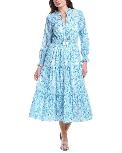 Sail To Sable Smocked Waist Midi Dress In Blue