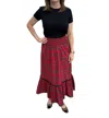 Sail To Sable Smocked Waist Skirt In Red Tartan In Red