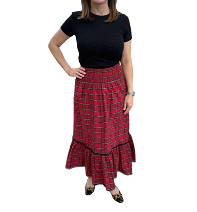SAIL TO SABLE SMOCKED WAIST MIDI SKIRT IN TARTAN