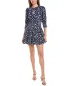 Sail To Sable Flutter Sleeve Mini Dress In Blue
