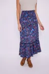 Sail To Sable Smocked Waist Print Skirt In Aztec Floral In Multi