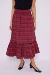 Sail To Sable Smocked Waist Skirt In Red Tartan In Multi