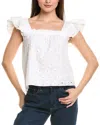 Sail To Sable Square Neck Flutter Strap Top In White
