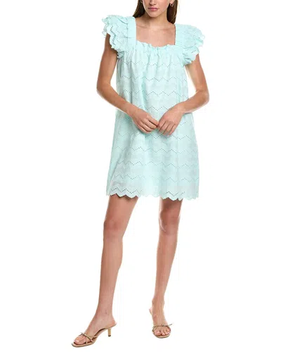 Sail To Sable Square Neck Scallop Mini Dress In Blue