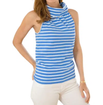 Sail To Sable Stripe Cowl Neck Top In Marina/white Stripe