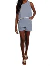 Sail To Sable Stripe Ponte Set Top Short In Navy/white In Multi