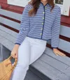 Sail To Sable Striped Jacket In Navy/white