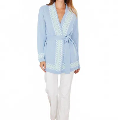 Sail To Sable Tie Front Cardigan In Periwinkle/mint In Multi