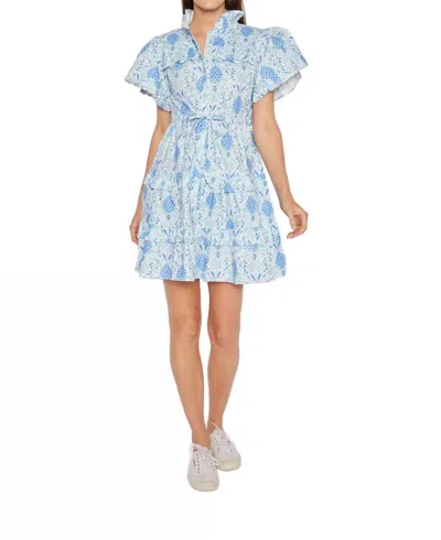 Sail To Sable Tie Waist Shirt Dress In Blue