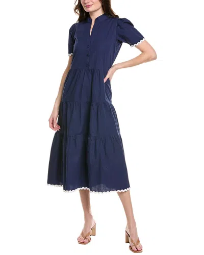 Sail To Sable Tiered Midi Dress In Blue