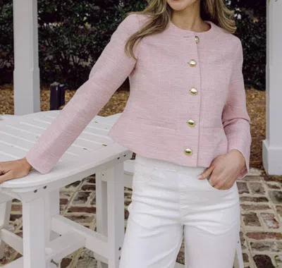 Sail To Sable Tweed Button Front Jacket In Blush In Pink