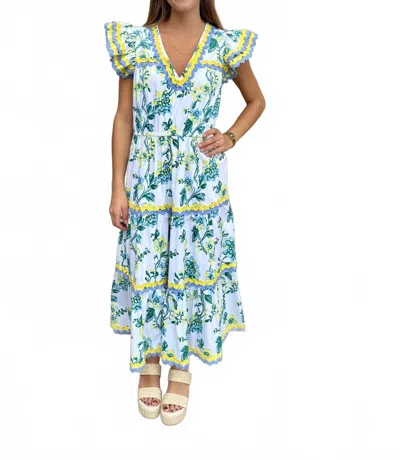 Sail To Sable V-neck Flutter Sleeve Midi Dress In Spring Floral In Multi