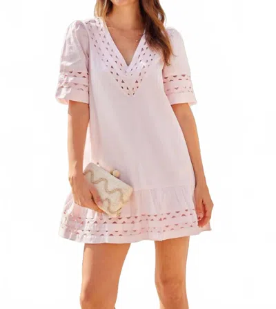 Sail To Sable V Neck Puff Sleeve Dress In Blush In Pink