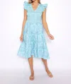 Sail To Sable V-neck Smocked Midi Dress In Scroll Ikat In Blue
