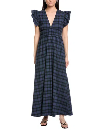 Sail To Sable V-neck Flutter Sleeve Maxi Dress In Blue