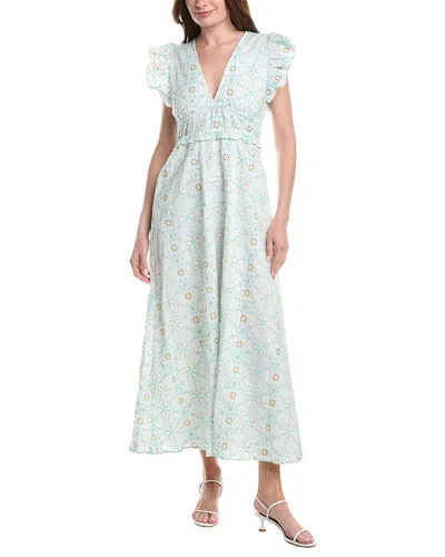 Sail To Sable V-neck Flutter Sleeve Maxi Dress In Blue