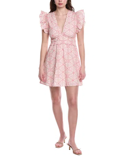 Sail To Sable V-neck Flutter Sleeve Mini Dress In Pink