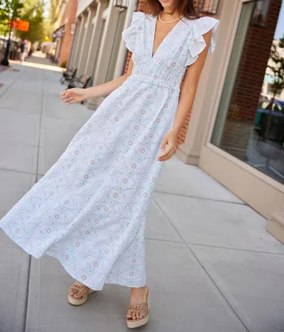 Sail To Sable Vneck Maxi Dress In Cabbage Eyelet In Multi