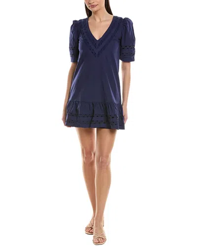 Sail To Sable V-neck Puff Sleeve Dress In Blue