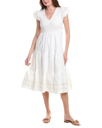 Sail To Sable V-neck Smocked Midi Dress In White