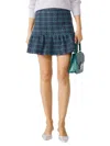 Sail To Sable Women's Tweed Flounce Mini Skirt In Blue