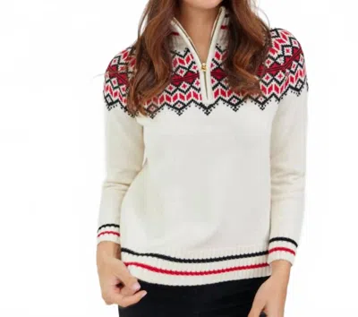 Sail To Sable Zip Front Fair Isle Sweater In Ivory In Multi