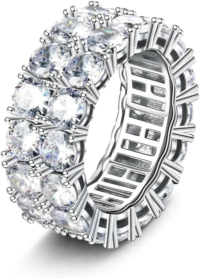 Pre-owned Sailimue Alpha Jewelry Luxe Mens Wedding Bands White Gold Diamond Mens Wedding Rings Size 9 Ring 9mm In White/colorless