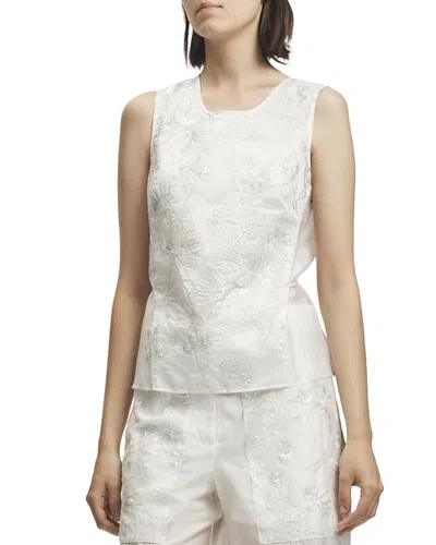 Saint Art Benson Floral Sequin Top In White