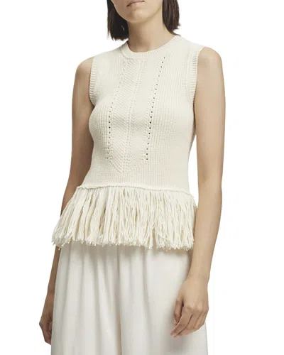 Saint Art Collins Fringe Knit Top In White