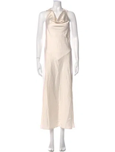 Pre-owned Saint Art Cowl Neck Long Dress W/ Tags In Neutrals