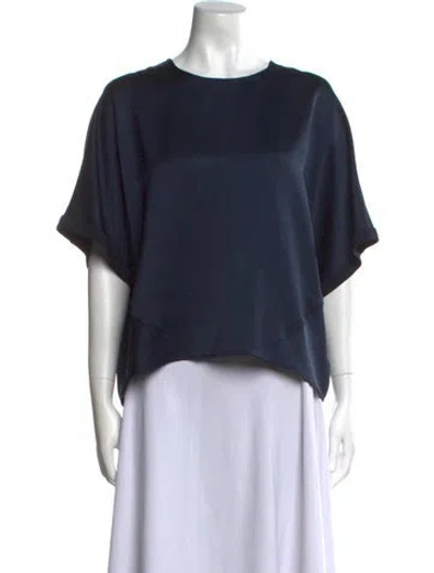 Pre-owned Saint Art Crew Neck Short Sleeve Blouse W/ Tags In Blue
