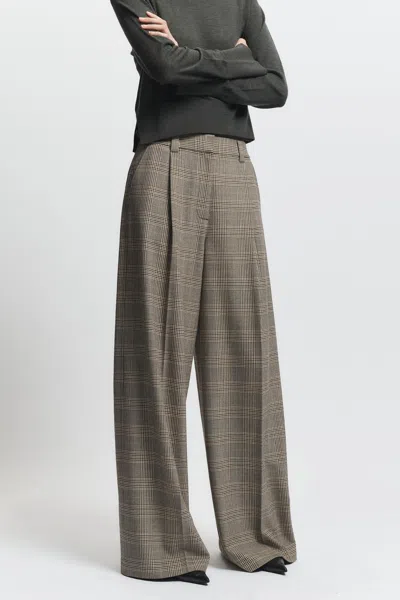 Saint Art Everett Wide Leg Trouser In Plaid In Gray