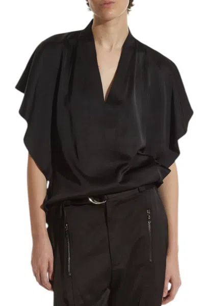 Saint Art Finn V-neck Charmeuse Top In Black