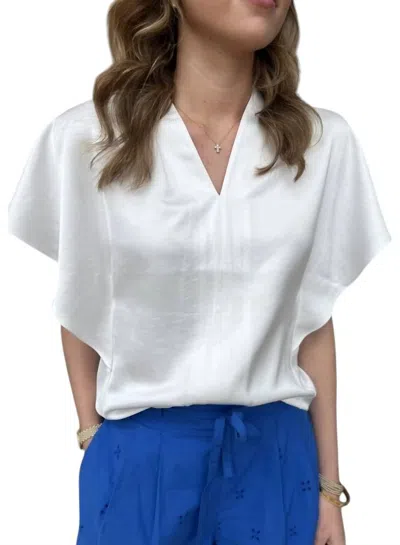 Saint Art Finn V-neck Charmeuse Top In Ivory In Multi