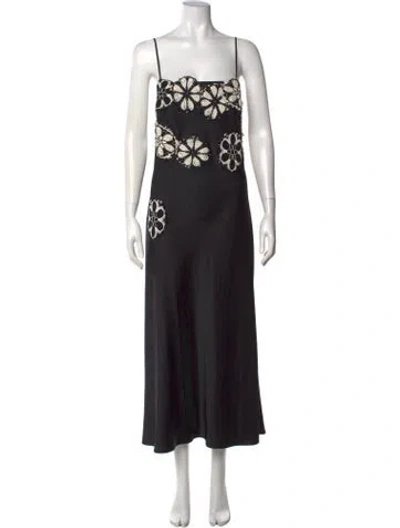 Pre-owned Saint Art Floral Print Long Dress In Black
