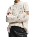 Saint Art Greyson Wool Blend Mock Neck Cable Knit Sweater In White