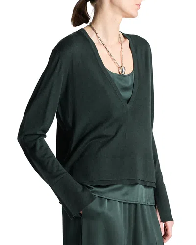 Saint Art Jade Wool V Neck Sweater In Green