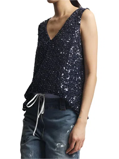 Saint Art Kinley Beaded Sleeveless Top In Navy In Blue