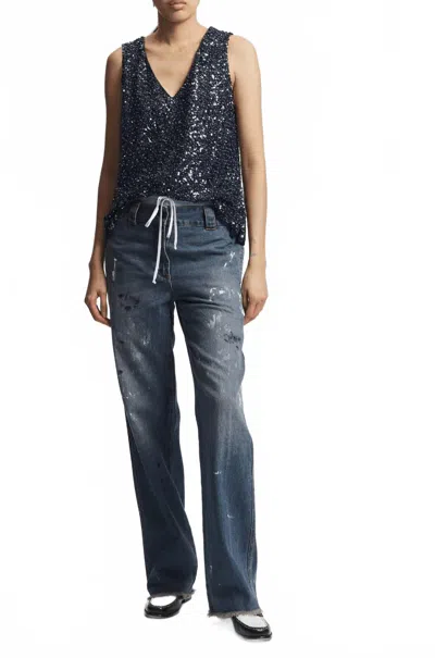 Saint Art Kinley Beaded Top In Navy In Blue
