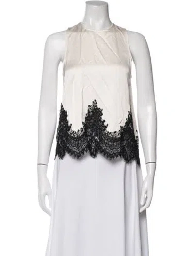 Pre-owned Saint Art Lace Pattern Crew Neck Top In White
