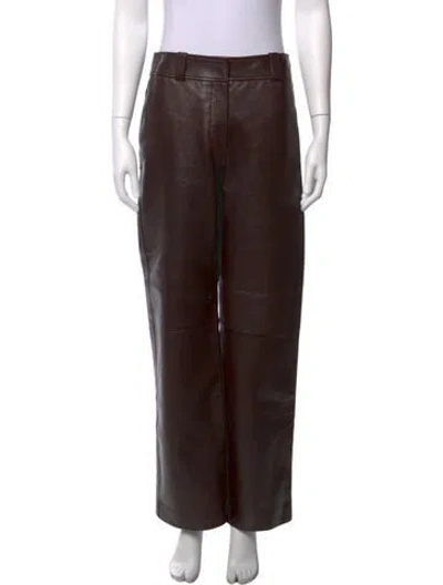 Pre-owned Saint Art Leather Wide Leg Pants In Brown