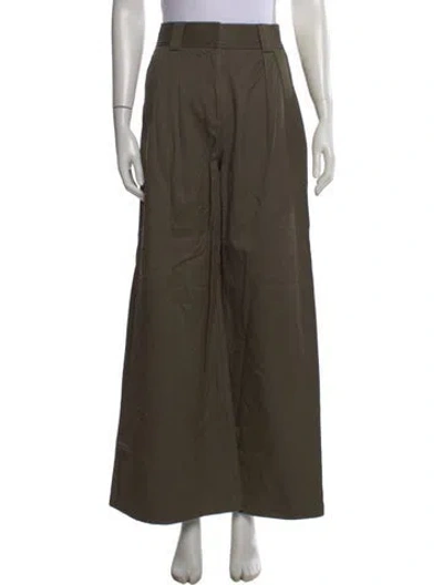 Pre-owned Saint Art Leather Wide Leg Pants In Green