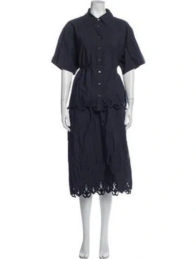 Pre-owned Saint Art Linen Crochet Trim Skirt Set In Blue
